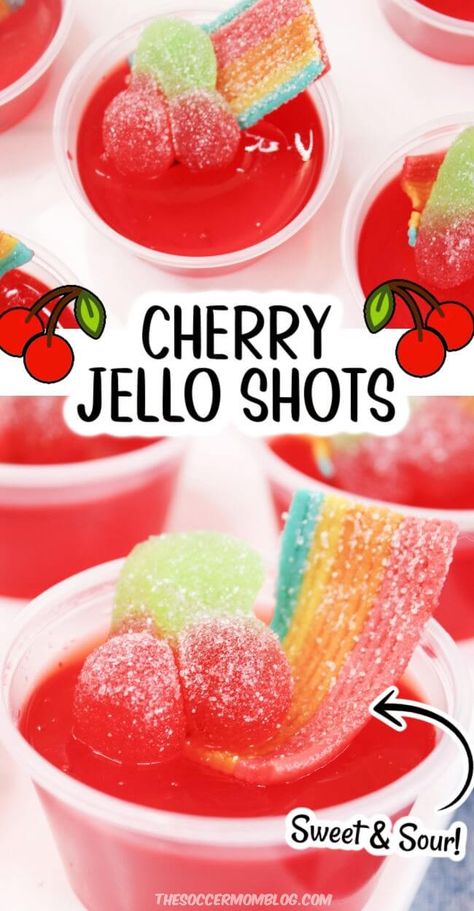 Sour Jello Shots, Rainbow Jello Shots, Cherry Jello Shots, Easy Shot Recipes, Jello Shots Recipe, Flavored Alcohol, Rainbow Jello, Festive Holiday Drinks, Alcohol Beverages