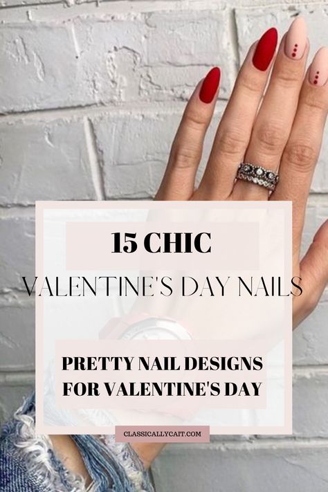 15 Pretty nail designs for Valentine's Day Minimalist February Nails, Chic Valentines Day Nails, Almond Nails Ideas Valentines, Elegant Nails Valentines, Trendy Nails February 2024, 2024 Nail Trends Valentines Day, Valentine Almond Nails Designs, Subtle Valentine’s Day Nails, Nail Designs February 2024