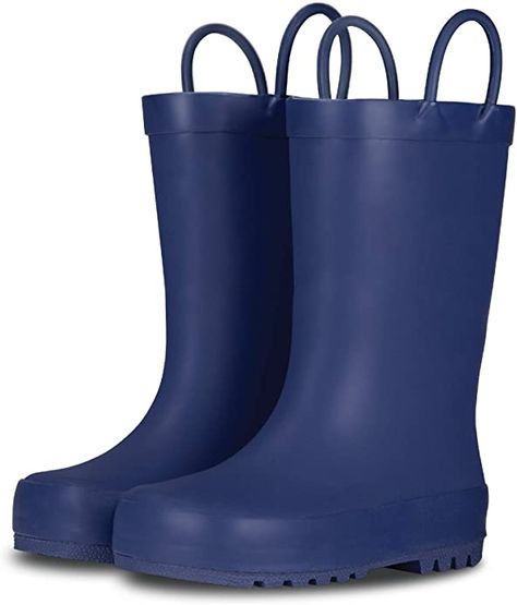 Amazon.com | LONECONE Elementary Collection - Premium Natural Rubber Rain Boots with Matte Finish for Toddlers and Kids, Ribbon Blue, Toddler 5 | Rain Boots Product Development Process, Kids Cleaning, Rubber Boots, Local Design, Coordinating Colors, Natural Rubber, Strap Heels, Get Dressed, Rubber Rain Boots