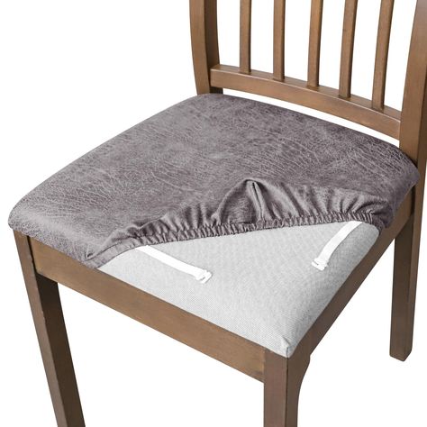 PRICES MAY VARY. [High-Density Fabric]:FORCHEER PU dining chair seat cover is made of High elasticity PU hot stamping technology,Stretchable lycra jacquard material,stretch that recovers quickly.and the inside is made of 92% polyester fiber and 8% spandex, which has high elasticity, good gloss and super durability. The strap design makes the cushion cover more firm and not easy to fall off. The chair cover adopts a unique dyeing process with good color fastness and is not easy to fade. [Size of Reholster Dining Chair, Kitchen Chair Fabric Ideas, Recovering Chair Cushions, Colored Dining Room Chairs, Recovering Dining Room Chairs, Kitchen Chair Makeover, Black Kitchen Chairs, Fabric Kitchen Chairs, Dining Chair Seat Covers