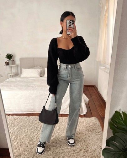 Dunks Outfit Woman, Everyday Casual Outfits, Office Outfits Women, Causal Outfits, Casual Day Outfits, Causual Outfits, Casual Work Outfits, Looks Chic, Waist Jeans