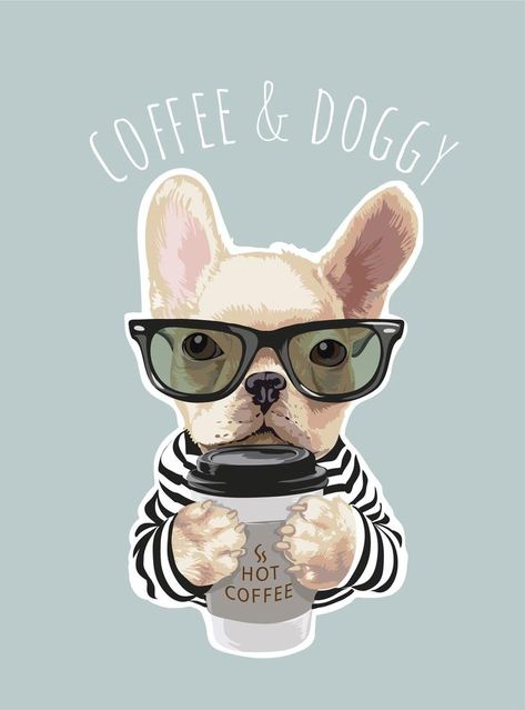 Black And White Pitbull, White Pitbull, Coffee And Dogs, Dog Shirt Design, French Bulldog Tattoo, Holding Coffee, Hipster Dog, Dog Cafe, Teddy Bear Design