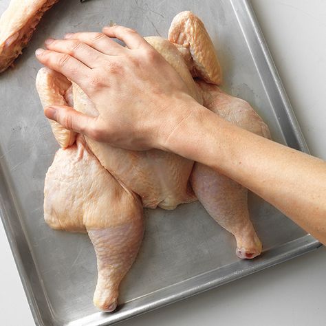 This technique—splitting, then flattening a chicken—yields a perfect roasted chicken in half an hour—that’s 15 minutes faster than a whole roasted bird. It also exposes more skin, which crisps up nicely at higher temperatures. The basic method is easy; start with these recipes and customize with your favorite ingredients. Spatchcock Chicken Recipes, Whole Chicken In Oven, Saffron Chicken, Split Chicken Breast, Rosemary Recipes, Perfect Roast Chicken, Spatchcock Chicken, Whole Chicken Recipes, Rib Meat