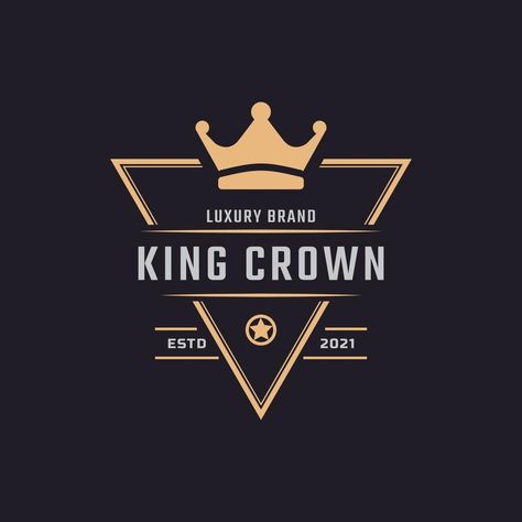 Classic Vintage Retro Label Badge for Luxury Golden King Crown Royal Logo Design Inspiration Royal Logo Design, Retro Label, Royal Logo, Trending Tees, Men Logo, Men Stuff, King Crown, Logo Design Art, Kings Man