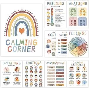 Social Emotional Classroom Decor, Zones Of Regulation Poster, Toddler Emotional Regulation, Mental Health Wall Decor, Calming Corner Classroom, Calming Corner Posters, Preschool Posters, Classroom Must Haves, Emotions Chart