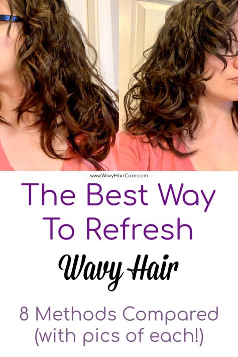 The Best Way To Refresh Wavy Hair - 8 Ways Compared W/ Pics - Wavy Hair Care Second Day Wavy Hairstyles, Wavy Hair Cuts With Layers Medium, Haircuts For Naturally Wavy Hair Medium, Refresh Wavy Hair, Medium Length Hair With Layers Wavy, Naturally Wavy Hair Cuts With Layers, Wavy Hair Updo, Refresh Curly Hair, Naturally Wavy Hair Cuts