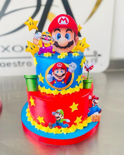 Mario Bros Cake, Super Mario Cake, Mario Theme, Prince Birthday Party, Mario Cake, Mario Bros Birthday, Mario Bros Party, Super Mario Birthday Party, 5th Birthday Party Ideas