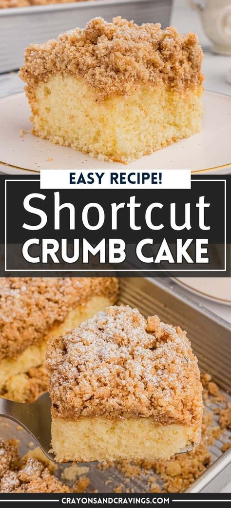 Make an incredible New York style crumb cake with cake mix in minutes with this easy recipe. It’s buttery and moist, with a generous layer of homemade crumb topping that's simply irresistible. If you’re craving the best crumb cake with less fuss, this recipe will be your new go-to! My Crumb Cake, Bus Quick Velvet Crumb Cake, How To Crumb Coat A Cake Video, Easy Crumb Cake Recipe, New York Crumb Cake Recipe, Crumb Coating A Cake, Crumb Cake Muffins, Coffee Cake Recipes Easy, Crumb Cake Recipe