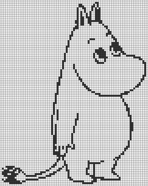 Moomin Knitting Chart, Moomin Knitting Pattern, Moomin Alpha Pattern, Moomin Pixel Art, Moomin Cross Stitch, Moomin Crochet, Moomin Knitting, Pixel Crochet, Tapestry Crochet Patterns