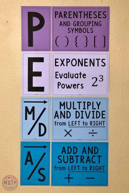 My Math Resources - PEMDAS Order of Operations Bulletin Board Poster or Anchor Chart Pemdas Order Of Operations, Ged Math, Algebra Classroom, Math Classroom Posters, Math Classroom Decor, High School Math Classroom, Math Bulletin Boards, Perfect Classroom, Math Classroom Decorations