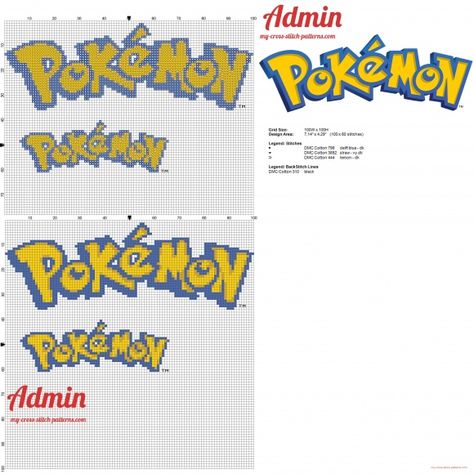 Pokemon logo cross stitch pattern two sizes (click to view) Video Game Pattern, Pokemon Logo, Pokemon Cross Stitch Patterns, Pokemon Cross Stitch, Free Cross Stitch Patterns, Crochet Pokemon, Pixel Art Pokemon, Patterns Simple, Pokemon Craft