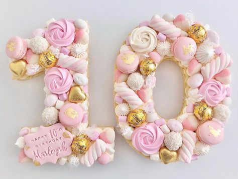 10th Birthday Cakes For Girls, Number Birthday Cakes, Cake Lettering, 10 Birthday Cake, Pastel Cupcakes, Tenth Birthday, 16 Birthday Cake, 10 Birthday, Cupcake Birthday Cake