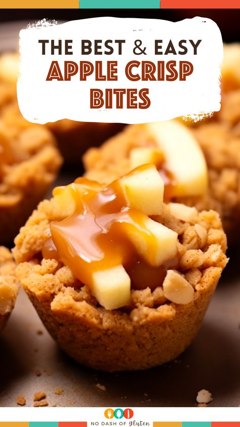 Caramel Apple Crisp Bites, Apple Crisp Bites Recipe With Oats, Apple Crisp Bites Recipe, Apple Crisp Bites, Oat Crust, Homemade Apple Crisp, Caramel Apple Crisp, Apple Pie Bites, Apple Bite