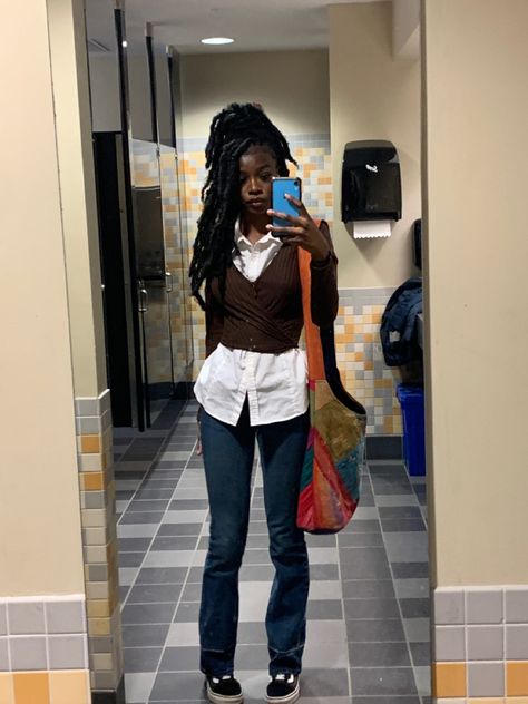 90s Cardigan Outfit, Moesha Outfits, Cardigan Outfit Black Women, Nerdy Outfits, Earthy Outfits, 90s Fashion Outfits, Teenage Fashion Outfits, Fit Inspo, Lookbook Outfits