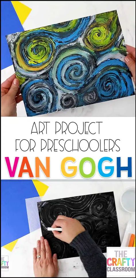 Art Project For Preschoolers, Project For Preschoolers, Preschool Art Lessons, Famous Artists For Kids, Artist Project, Arte Van Gogh, Elementary Art Projects, Homeschool Art, Van Gogh Art