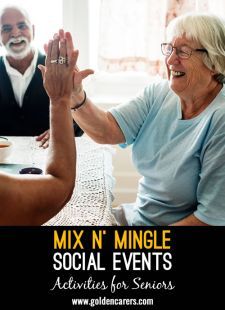 Mix n' Mingle Social Events: Organize Senior Events Ideas, Activity Ideas For Seniors, Ideas For Seniors, Activity Director, Senior Center, Theme Days, Singles Events, Crafts For Seniors, Center Ideas