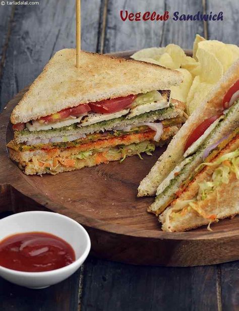 veg club sandwich recipe | Mumbai club sandwich | how to make restaurant style Indian club sandwich Veg Club Sandwich, Mumbai Club, Potato Wafers, Club Sandwich Recipe, Tangy Coleslaw, Grilled Chicken Sandwich Recipes, Club Sandwich Recipes, Veg Sandwich, Garlic Chutney