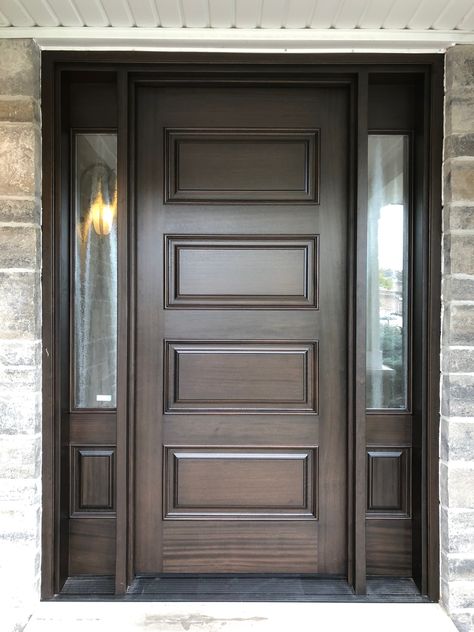 Wood Door Colour Ideas, Dark Brown Interior Doors, Dark Brown Front Door, Dark Brown Door, Brown Interior Doors, Wooden Gate Designs, Dark Brown Bedrooms, Modern Main Gate Designs, Brown Front Doors