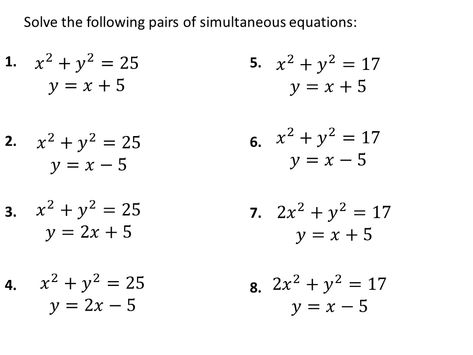 Quadratic simultaneous equations (3 exercises!) – Variation Theory Maths Formulas, Maths Notes, Electrical Engineering Books, Simultaneous Equations, Line Math, Quadratic Equations, Real Life Math, Solving Linear Equations, Engineering Books