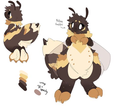 Fursona Design Inspiration, Bee Hybrid Oc, Moth Fursona Base, Slug Fursona, Duck Fursona, Fursona Species Ideas, Chicken Fursona, Unique Fursona Species, Insect Fursona