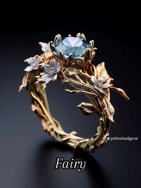 Fairy Rings Aesthetic, Fairy Tail Wedding Ring, Fairy Wedding Rings, Dragon Engagement Ring, Fantasy Wedding Rings, Fantasy Rings, Fairy Rings, Fairytale Engagement Rings, Elven Ring