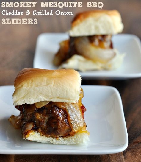 Smokey Mesquite BBQ Cheddar & Grilled Onion Sliders../Smokey Mesquite BBQ Meatball Sliders Recipe with Kraft Fresh Take Meatball Sliders Recipes, Grilled Onion, Kraft Foods, Meatball Sliders, Bbq Meatballs, Sandwich Toaster, Grilled Onions, Slider Recipes, Burgers Sandwiches