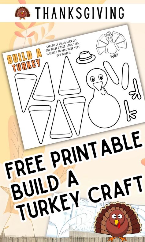 Build Your Own Turkey Free Printable, Build A Turkey Printable, Turkey Free Printable, Thankful Turkey Craft, Turkey Headband Craft, Build A Turkey, Turkey Printable, Thanksgiving Classroom Activities, Printable Craft Templates