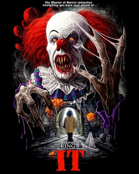 Creepy Clown Pictures, It Movie, Clown Paintings, Movie Merchandise, Trill Art, Evil Clown, Horror Movie Icons, Best Horror Movies, Horror Posters