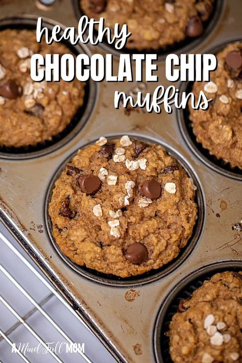 Made with whole grains and naturally sweetened, these oatmeal chocolate chip muffins are light, tender, and studded with chocolate chips. Healthy Pumpkin Recipes Low Calories, Healthy Pumpkin Chocolate Chip Muffins, Pumpkin Chocolate Chip Muffin Recipe, Healthy Chocolate Chip Muffins, Oatmeal Chocolate Chip Muffins, Healthy Muffin, Pumpkin Recipes Healthy, Pumpkin Recipes Easy, Pumpkin Chocolate Chip Muffins