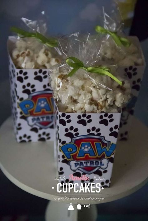 Paw Patrol Birthday Party | CatchMyParty.com Paw Patrol Party Ideas Centerpieces, Paw Patrol Birthday Decoration Ideas, Paw Patrol Birthday Centerpieces, Paw Patrol Gift Ideas, Paw Patrol Party Treats, Paw Patrol Candy Table, Paw Patrol Centerpiece Ideas, Paw Patrol Birthday Party Ideas, Paw Patrol Centerpiece