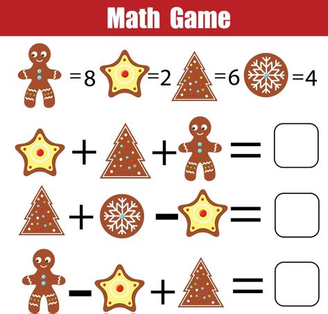 Christmas Math Games, Christmas Crossword, Holiday Math, Christmas Worksheets, Game For Children, Christmas Math, Math Game, Merry Christmas Images, Educational Games For Kids