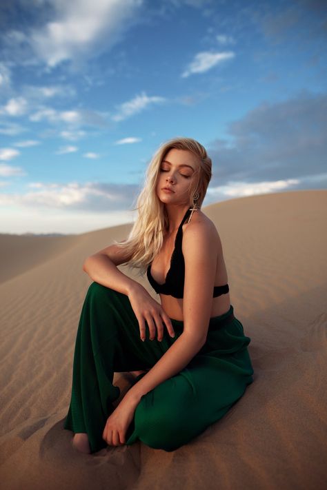 Desert Photoshoot Ideas, Sand Dunes Photoshoot, Swimwear Photoshoot, Desert Photoshoot, Desert Fashion, Beach Portraits, Beach Photoshoot, Sand Dunes, Mellow Yellow