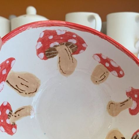 Crock A Doodle on Instagram: "🍄Today is National #mushroom Day!🍄 We love seeing all our customers mushroom inspired pottery pieces...paint your own with us, link in bio to reserve🔗 Reservations Recommended #crockadoodle #cadideas #pyop #paintyourownpottery #potterypainting #paint #pottery #paintingpottery #create #funart #funforallages #create #creative #createart" Pottery Painting Ideas Mushroom, Crock A Doodle Pottery Ideas, Pottery Painting Mushroom, Mushroom Pottery Painting, Diy Pottery Painting, Paint Your Own Pottery, Whimsical Home, Garden Pottery, Diy Pottery