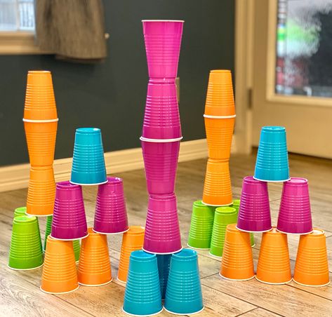 Cups for Stacking  #playinvitations #letthemplay #simplematerials Stacking Cups Activity, Posting Activities, Stacking Activities, At Home Preschool, Classroom Norms, Cup Stacking, School Science Experiments, Fairy Dust Teaching, Home Preschool