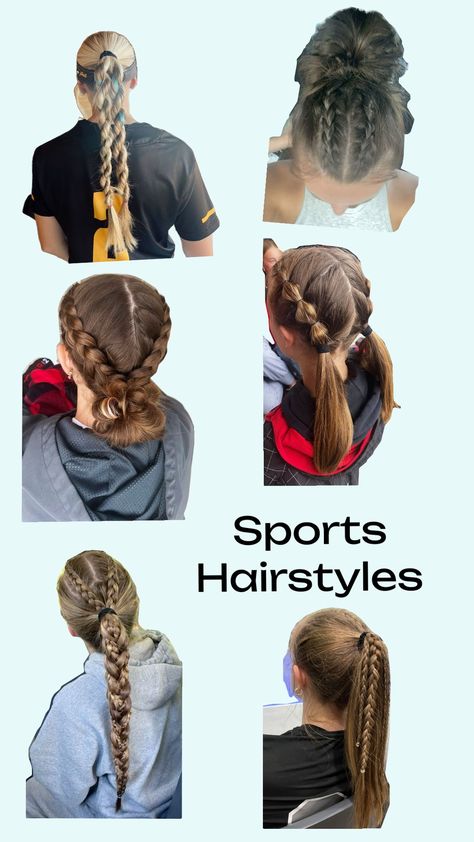 Hairstyles To Keep Out Of Face For Sports, Hairstyles For Medium Length Hair Sports, Football Hairstyles, Cute Sporty Hairstyles, Soccer Hairstyles, Volleyball Hair, Soccer Hair, Sports Hair, Softball Hairstyles