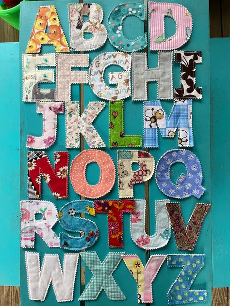 Quilted Fabric Alphabet Letters or Numbers for Baby, Toddlers, Preschool Learning - Etsy Quilted Alphabet Letters, Diy Fabric Letters, Fabric Alphabet Letters Pattern, Fabric Letters Diy, Quilting Letters, Quilted Letters, Alphabet Quilt Pattern, Fabric Alphabet Letters, Quilt Letters