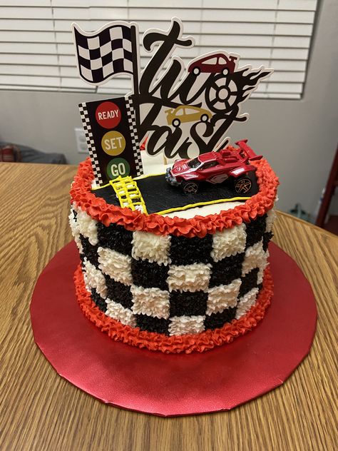 Two Fast Race car cake Two Fast Race Car Birthday Cake, Car 2nd Birthday Cake, 2 Fast 2 Curious Birthday Cake Ideas, Race Car 2nd Birthday Cake, 2 Fast Too Curious Cake, Too Fast Too Curious Birthday Cake, Two Fast Smash Cake, Cars 2nd Birthday Party Cake, Fast One Birthday Party Theme Cake