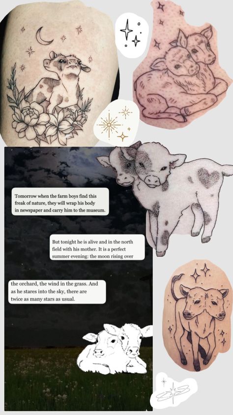 Matching Calf Tattoos For Women, Tattoos For Three Siblings, Baby Calf Tattoo, Two Headed Calf Wallpaper, Two Headed Calf Tattoo Traditional, Double Headed Calf Tattoo, Two Headed Calf Tattoo Design, Two Headed Calf Tattoo Poem, 2 Headed Animals Tattoo