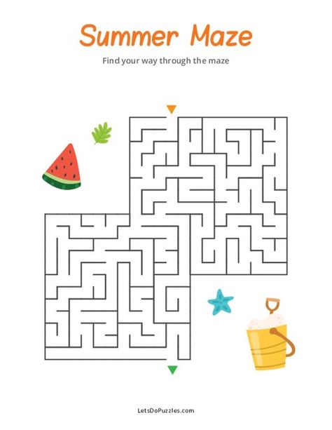 Free Printable Summer Maze for Kids Maze For Kids, Mazes For Kids Printable, Summer Puzzle, Summer Worksheets, Maze Worksheet, Printable Mazes, Printable Puzzles For Kids, Fine Motor Activities For Kids, Mazes For Kids