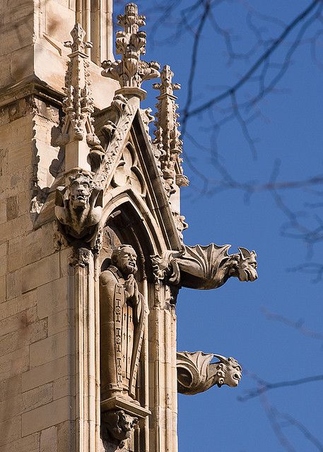 York Minster gargoyles - United Kingdom Gargoyles Art, Gothic Gargoyles, Gothic Arch, Dragon Stuff, Gothic Buildings, Architectural Art, York Minster, Gothic Cathedral, Ange Demon