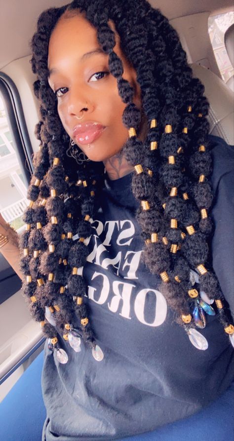 Bubble Braid Black Hair, Bubble Braids On Locs, Poodlepuffs Hairstyle, Poodlepuffs Hair, Bubble Braid 4c Hair, Loc Bubble Ponytail, Poodle Puff Braids, Poodle Puffs Natural Hair, Poodle Puffs Hairstyle