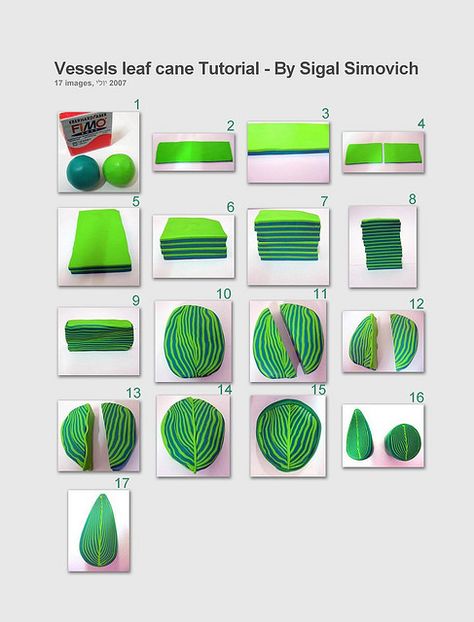 "Vessels leaf" cane - Tutorial | polymer clay - חי… | Flickr - Photo Sharing! Polymer Clay Leaf, Clay Leaf, Crea Fimo, Diy Fimo, Polymer Clay Cane Tutorial, Clay Things, Polymer Clay Jewelry Tutorials, Polymer Clay Cane, Polymer Clay Canes