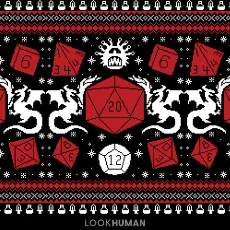 Dnd Knitting Pattern, Dungeons And Dragons Cross Stitch Pattern, Dnd Crochet, Ugly Sweater Pattern, Dragon Cross Stitch, Dungeons And Dragons Art, Canvas Work, Knit Ideas, Dragon Pattern