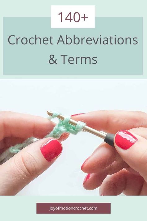 Crochet patterns may include crochet abbreviations you don't know. In this post you will find a list of more than 140 crochet abbreviations and terms.  Crochet abbreviations are a way to shorten the instructions and words within a crochet pattern. rnrnFor publications that is often important to reduce the pages a pattern takes up, while in other cases it helps readers get an overview of the instructions quicker without too many words. Crochet Pattern Abbreviations, Crochet Abbreviations Cheat Sheets, Crochet Terms And Abbreviations, Crochet Abbreviations Charts, Crochet Words, C2c Crochet Blanket, Knitting Needle Case, Tunisian Crochet Stitches, Half Double Crochet Stitch