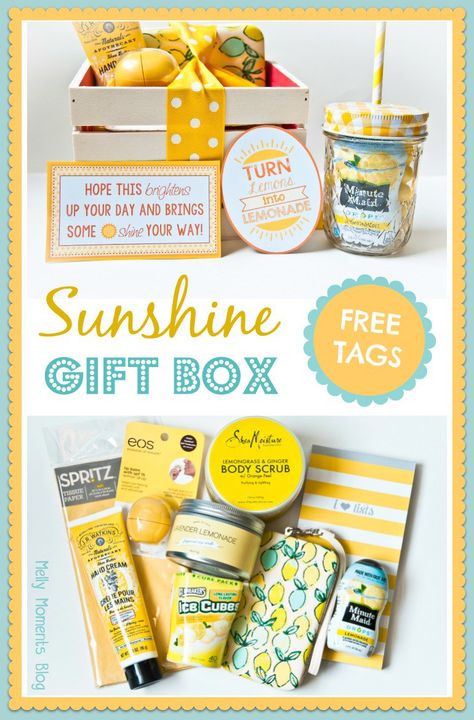 Cheer Someone Up Gifts, Box Full Of Sunshine Ideas, Sunshine Basket, Basket Of Sunshine, Sunshine Box, Get Well Baskets, Cheer Someone Up, Box Of Sunshine, Cheer Up Gifts