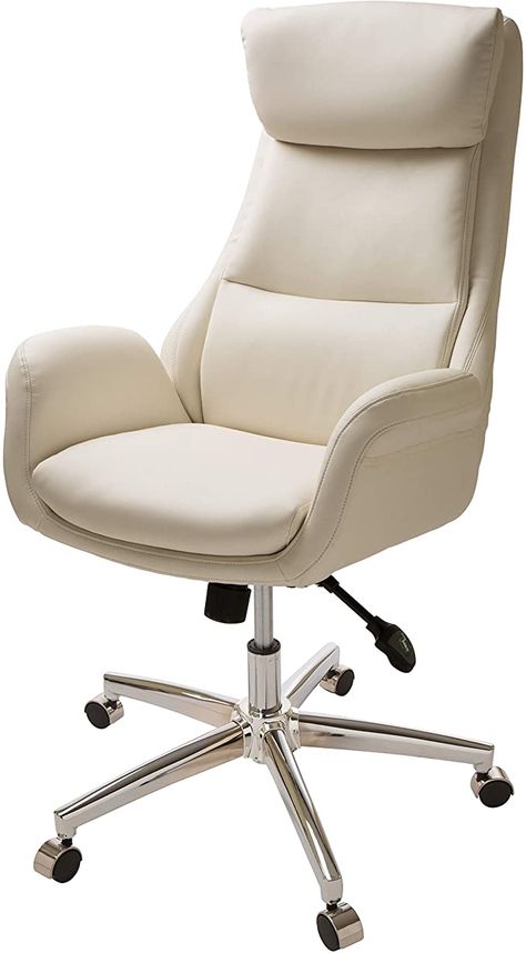 White Leather Office Chair, Comfy Office Chair, Contemporary Office Chairs, White Office Chair, Wallpaper Computer, Home Office Inspiration, Best Office Chair, Study Chair, Swivel Chair Desk