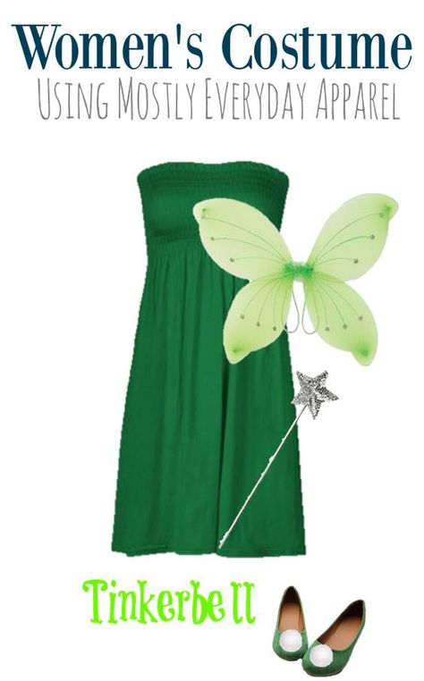 DIY Tinkerbell Costume using Everyday Items You Can Wear Again Tinkerbell Costume Diy, Adult Tinkerbell Costume, Diy Tinkerbell Costume, Tinkerbell Halloween, Tinkerbell Halloween Costume, Diy Adult Halloween Costumes, Tinkerbell Costume, Tinker Bell Costume, Costume Disney