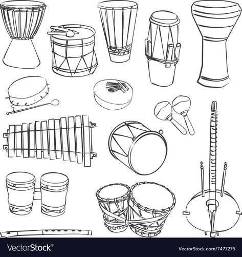 Marriage Drawing, Afro Colombian, Instruments Drawing, Drum Drawing, African Instruments, Music Billboard, Musical Instruments Drawing, African Drum, Drawing Instruments