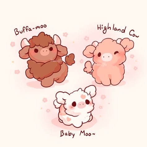 Chibi Cow, Fluffy Highland Cow, Kawaii Envelopes, Highlander Cow, Fluffy Cow, Cow Drawing, Fluffy Cows, Drawing Prompts, Animal Doodles