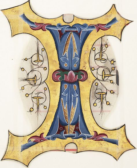 Decorated initial I, Italy, 1499 Illuminated Letter I, Decorated Initial Letters, Illuminated Script, Ornamental Lettering, Drop Cap Design, Alphabet Calligraphy, Initial I, Medieval Illumination, Alfabet Letters